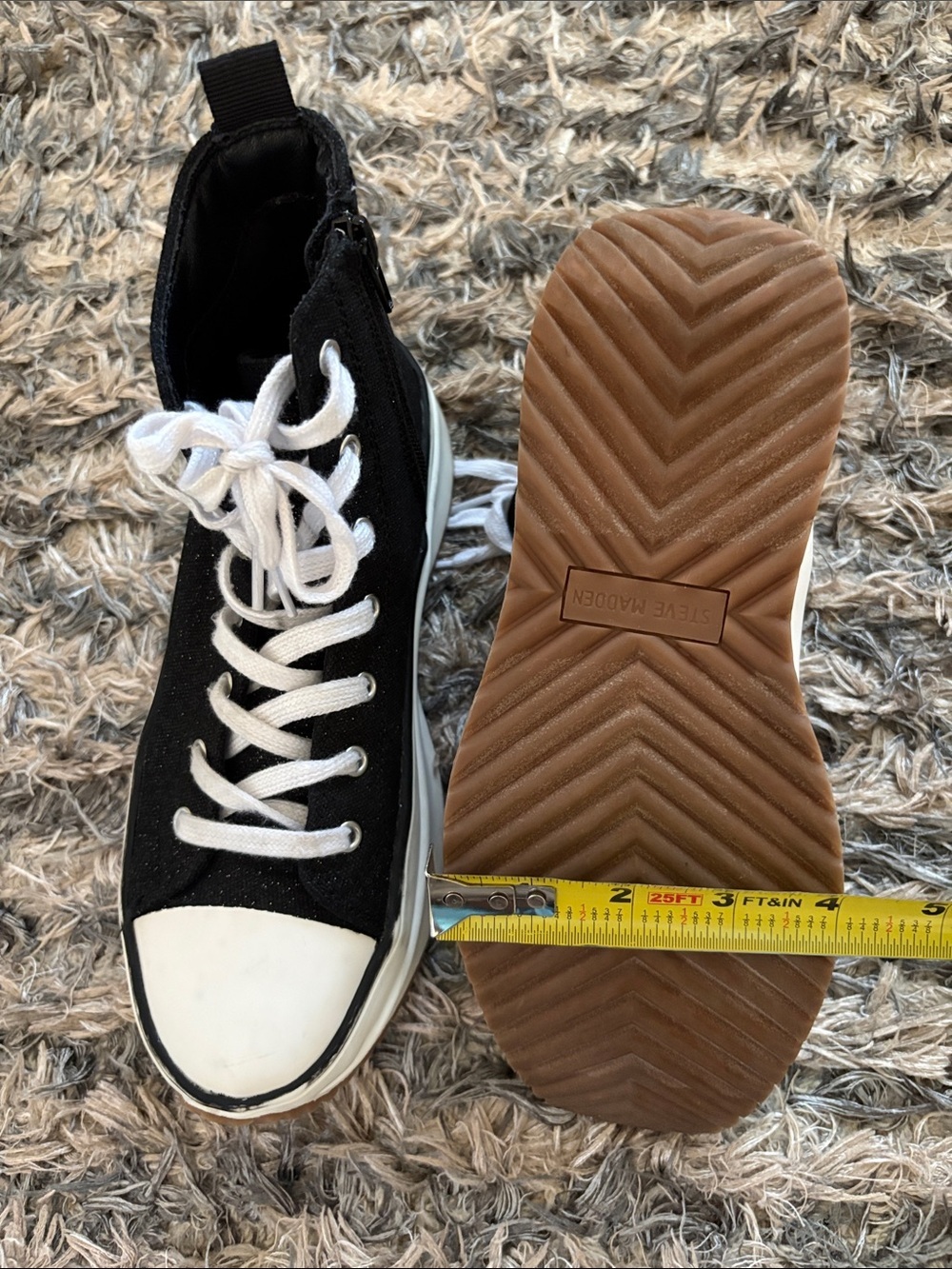 Steve Madden Black and White High-Top Sneakers - Picture 14 of 14